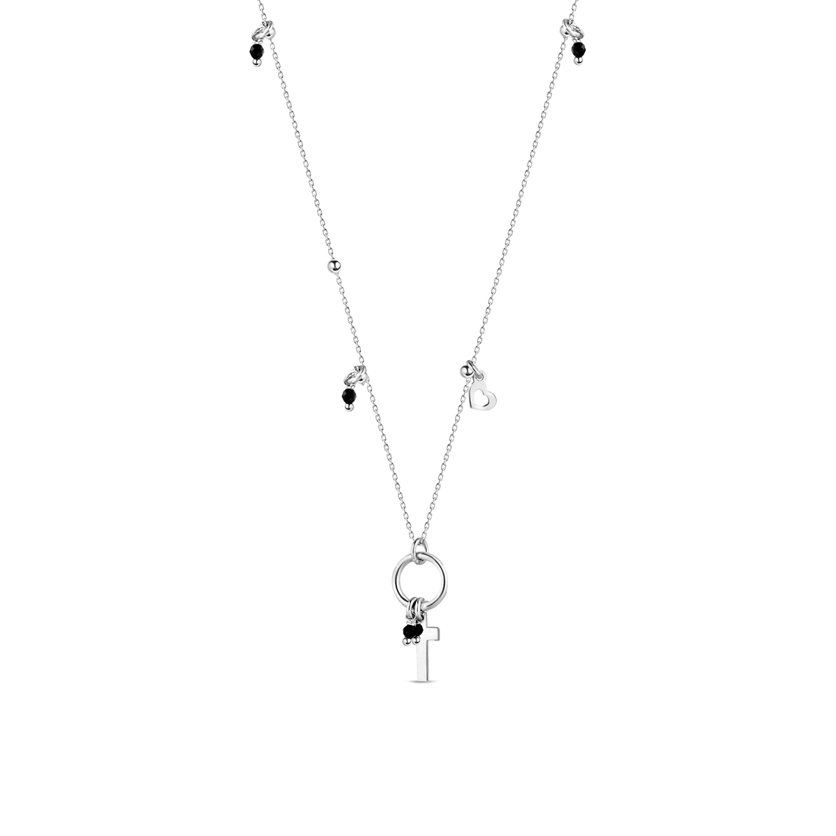 Naszyjnik srebrny z motywem serca i krzyża