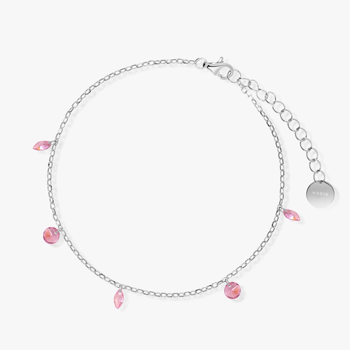 Bransoleta srebrna z różowymi cyrkoniami