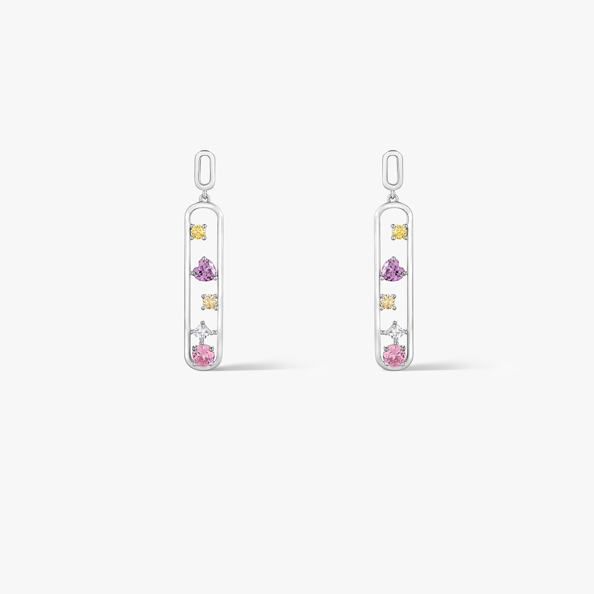 Kolczyki srebrne z kolorowymi cyrkoniami