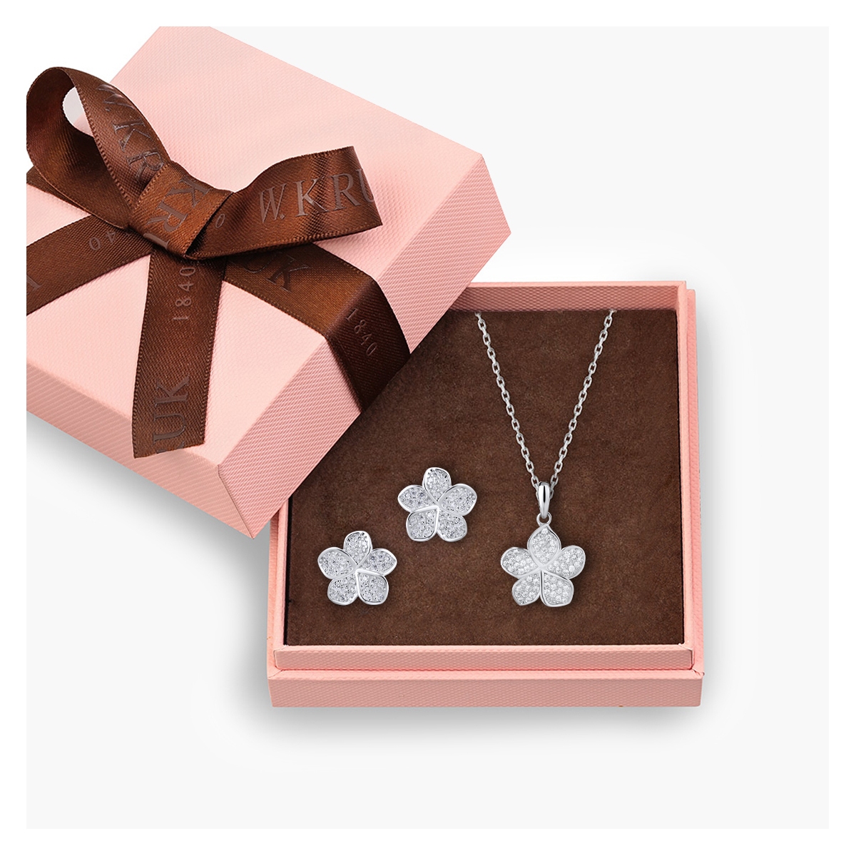 KOMPLET SREBRZYSTY KWIAT