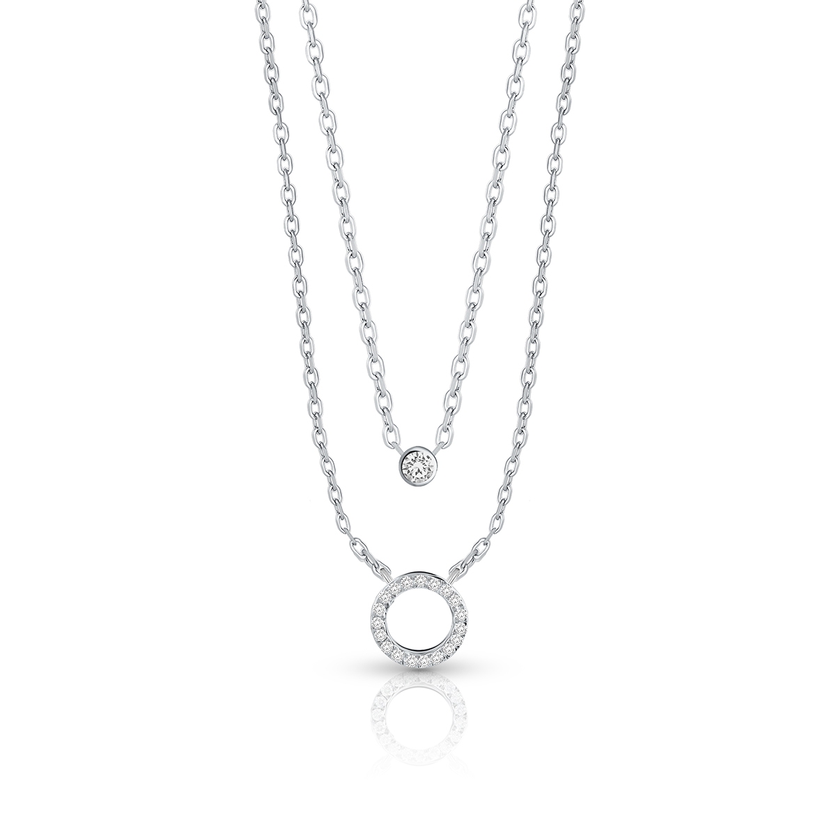 Naszyjnik srebrny kaskadowy z cyrkoniami