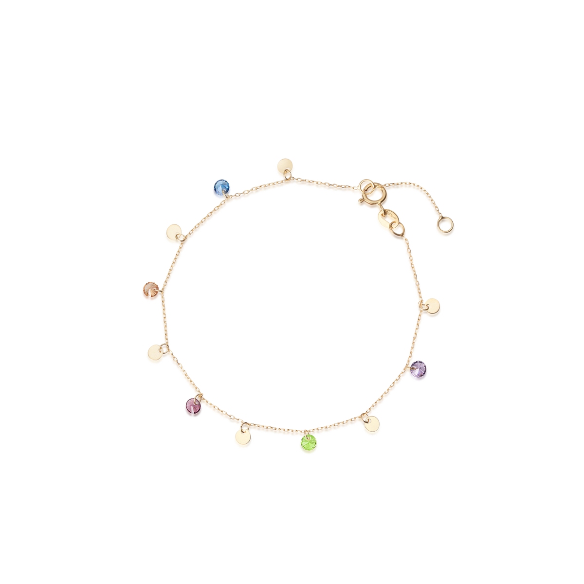 Bransoleta złota z kolorowymi cyrkoniami