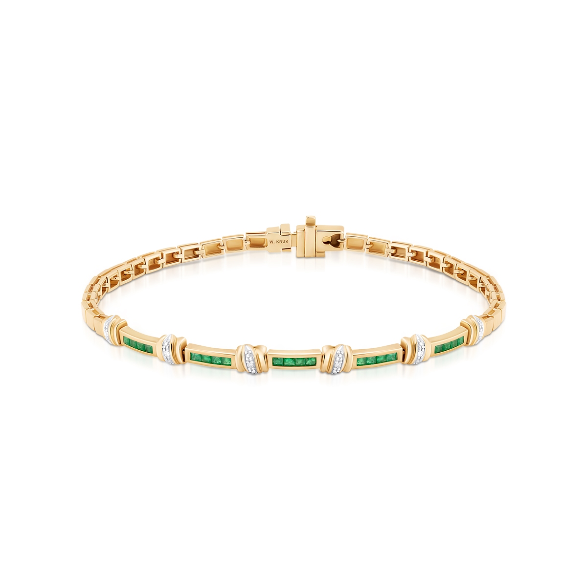Bransoleta złota z diamentami i szmaragdami