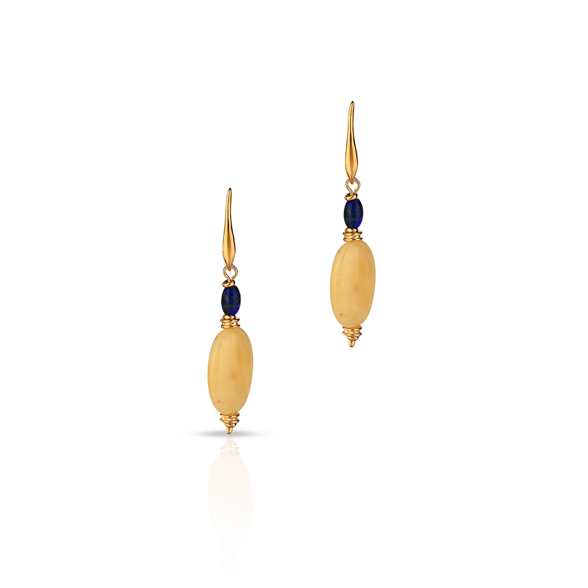 Kolczyki srebrne pozłacane z bursztynami