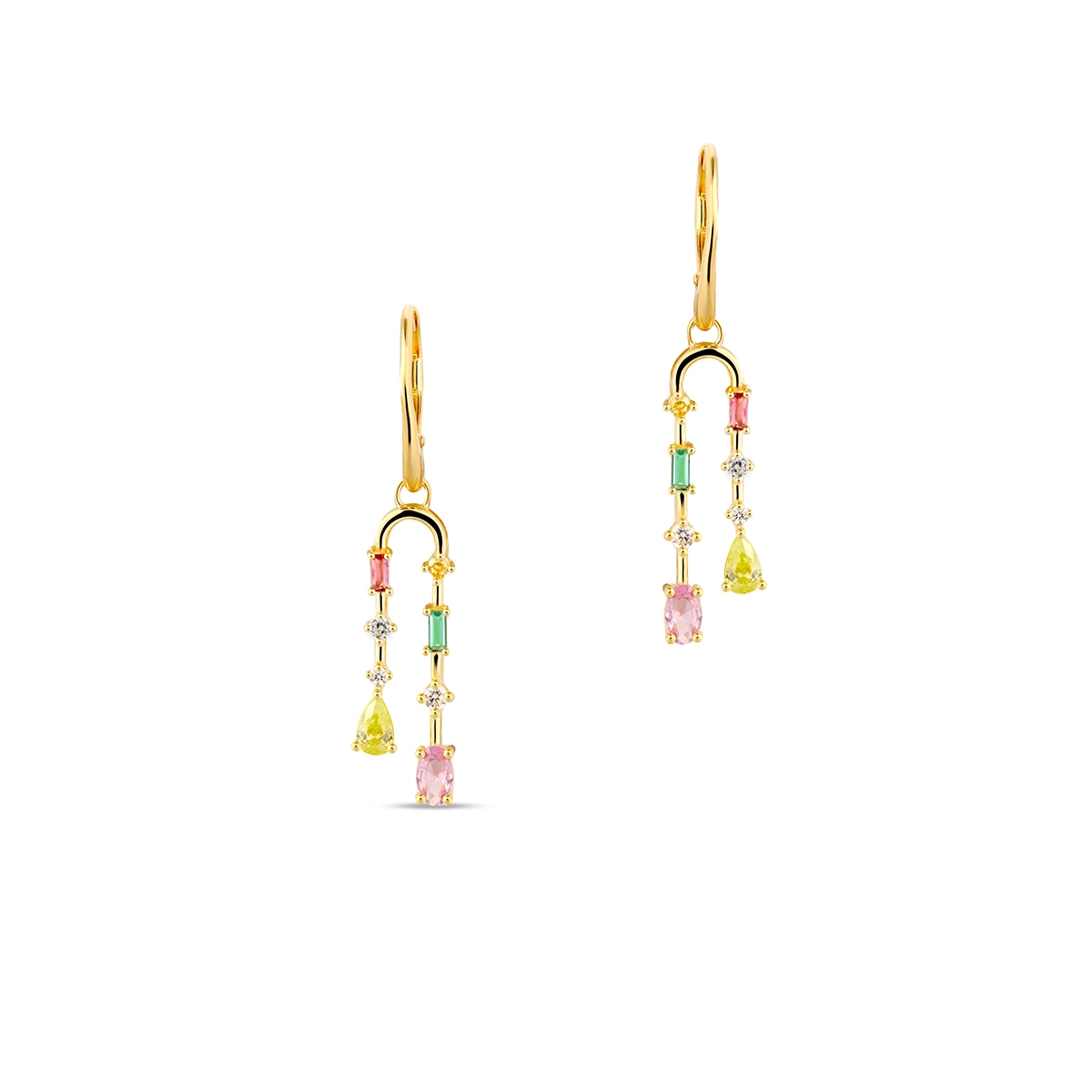 Kolczyki srebrne z kolorowymi kamieniami Mozaika