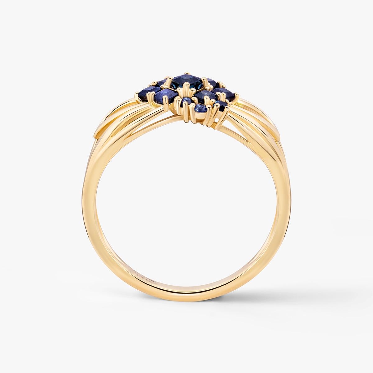 Pierścionek złoty z szafirami TRIO