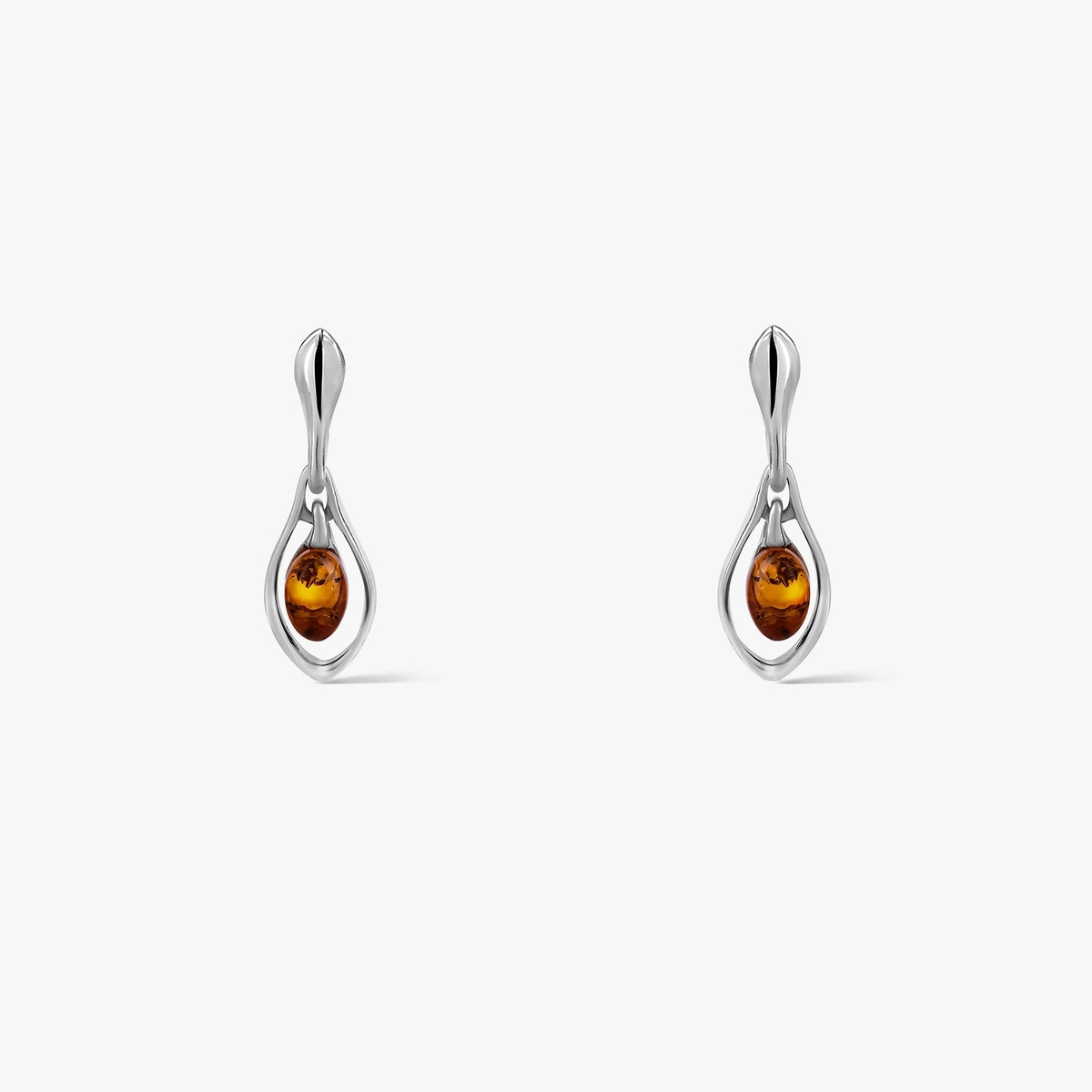 Kolczyki srebrne z bursztynem