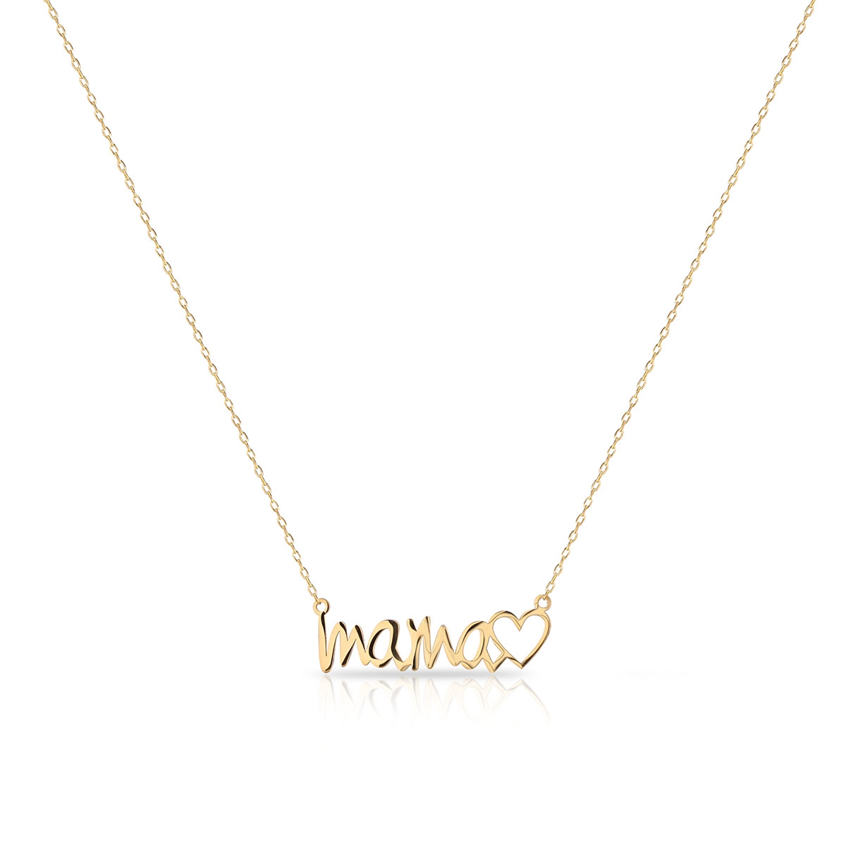 Naszyjnik srebrny pozłacany z napisem mama