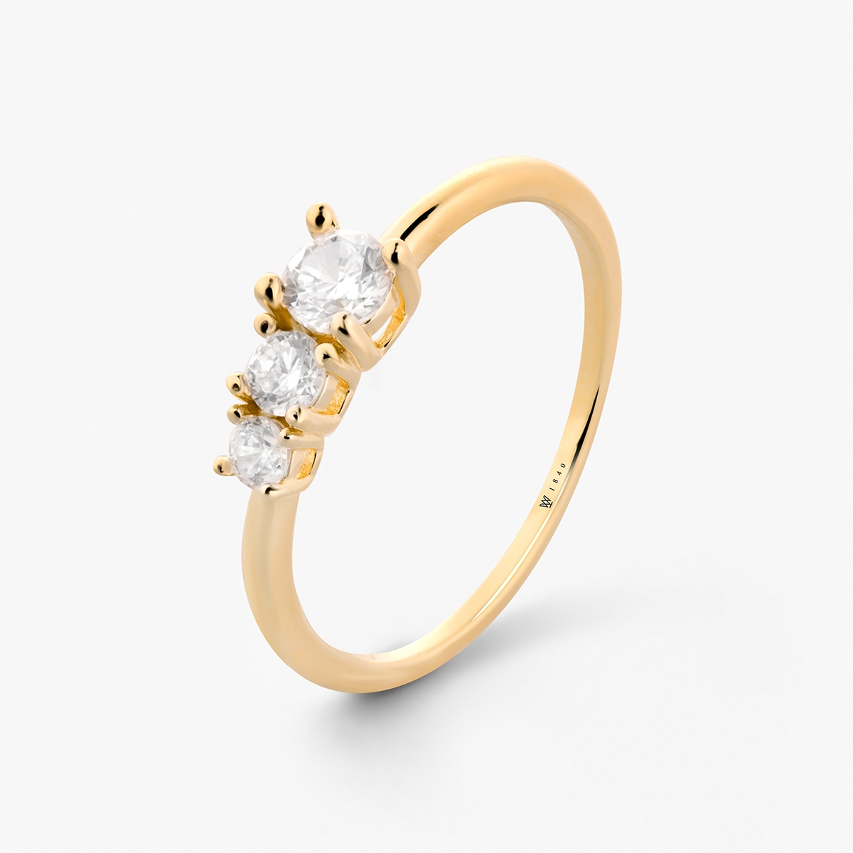 Pierścionek srebrny pozłacany z cyrkoniami