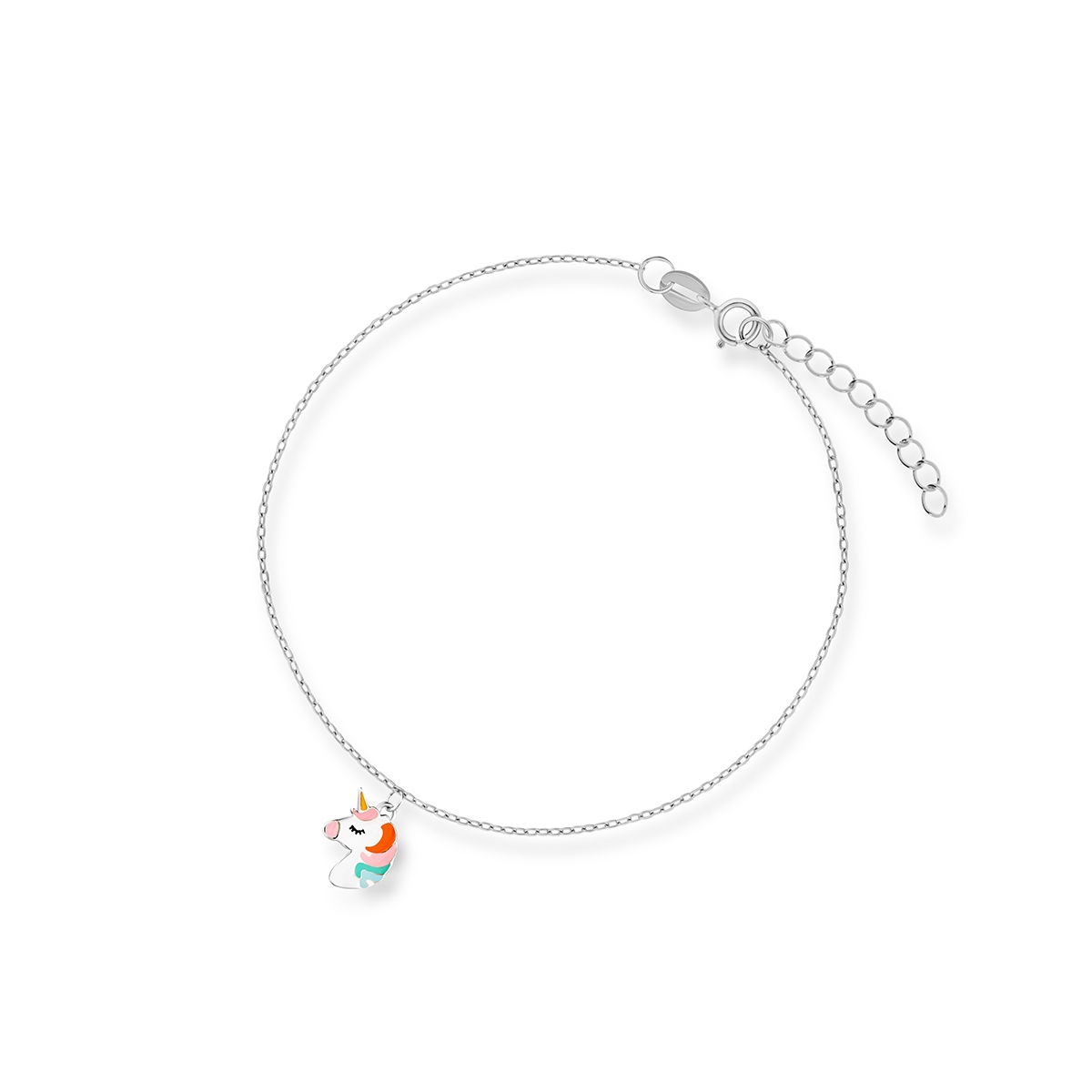 Bransoletka srebrna z kolorowym jednorożcem