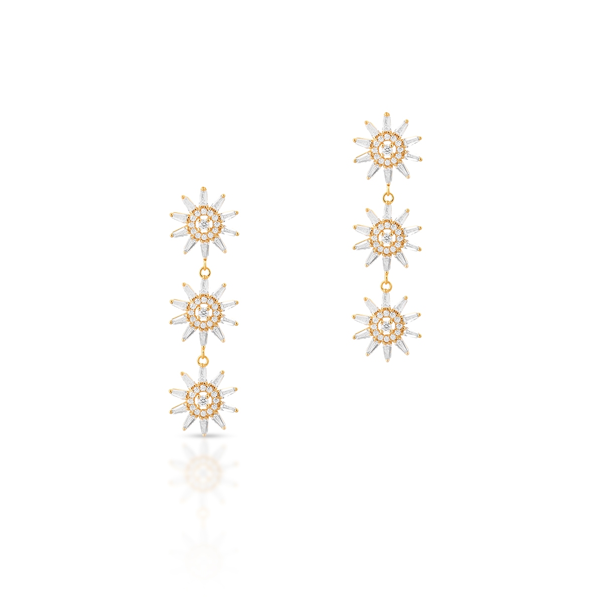 Kolczyki srebrne pozłacane z cyrkoniami