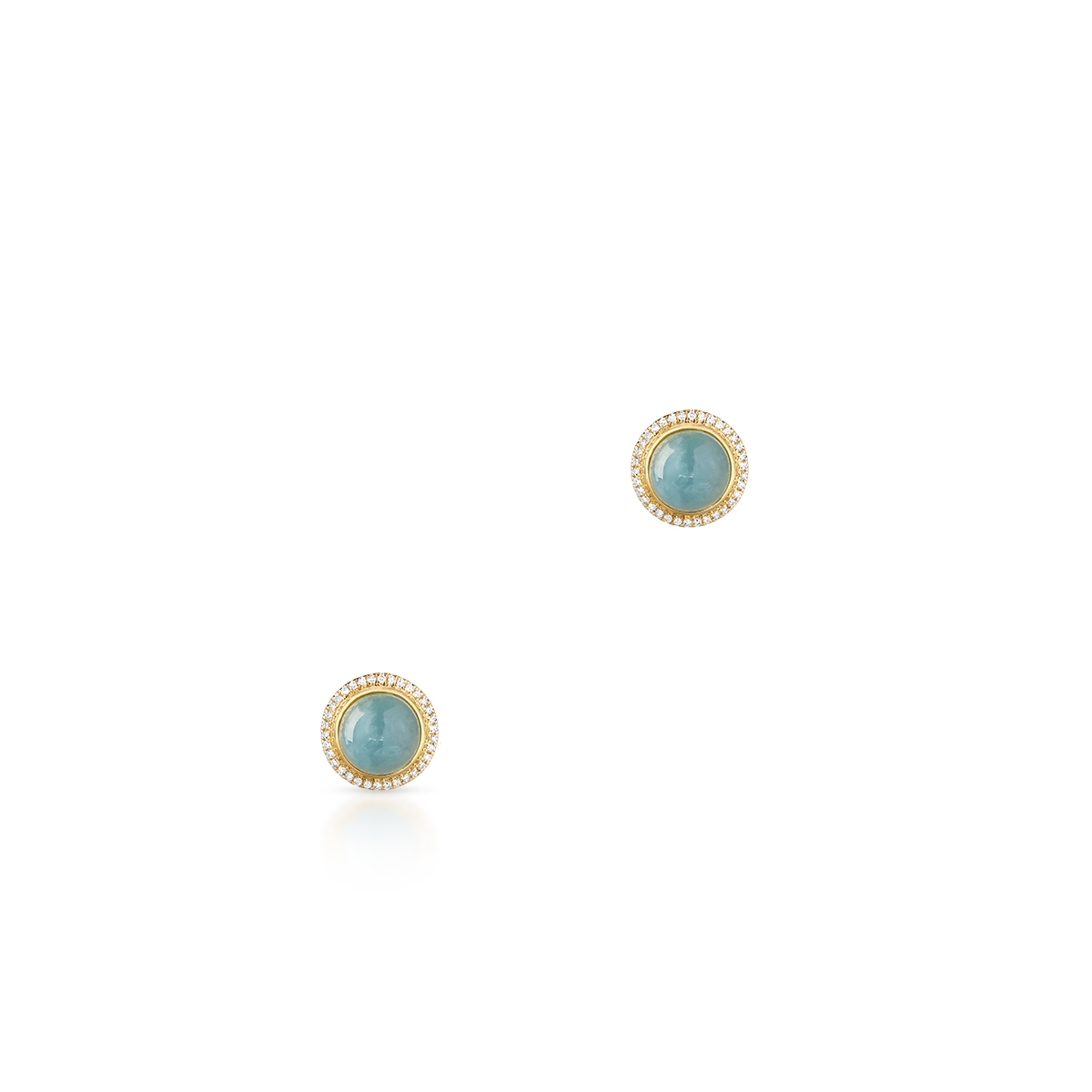 Kolczyki złote z diamentami i akwamarynem