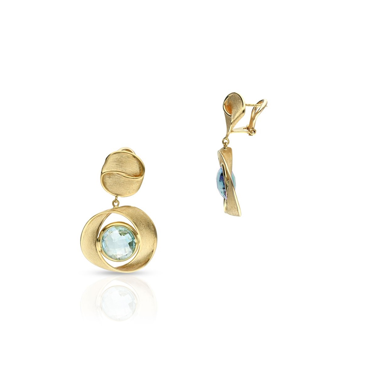 Kolczyki złote z topazami sky blue