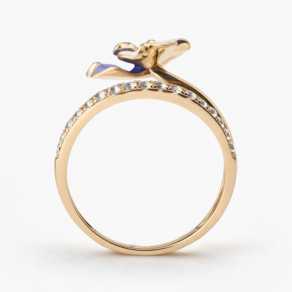 Pierścionek złoty Kwiaty Nocy Bratki