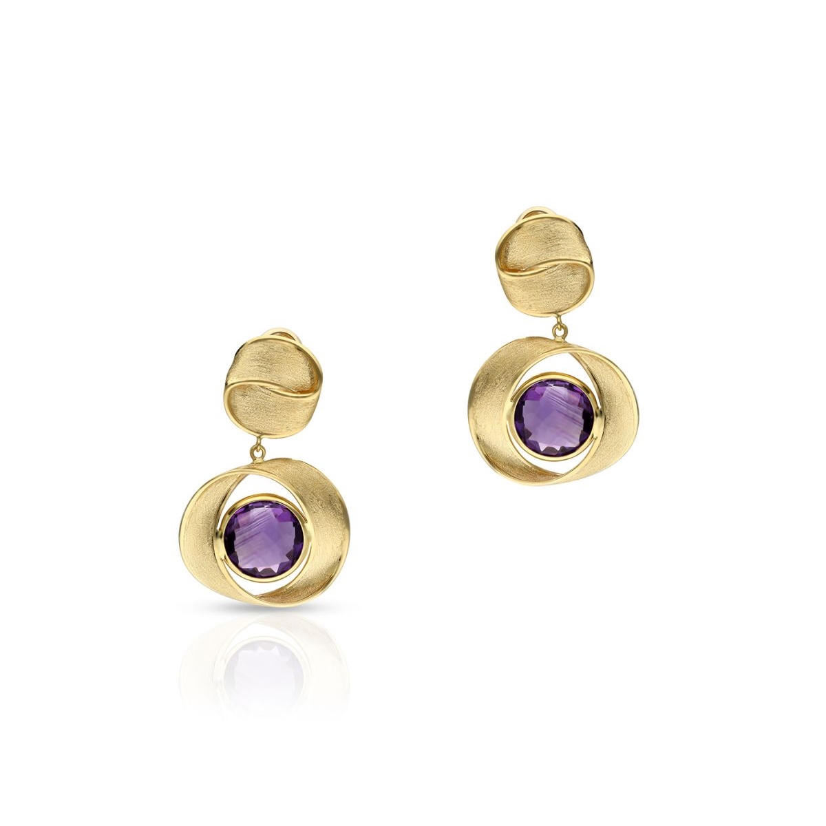 Kolczyki złote z ametystami