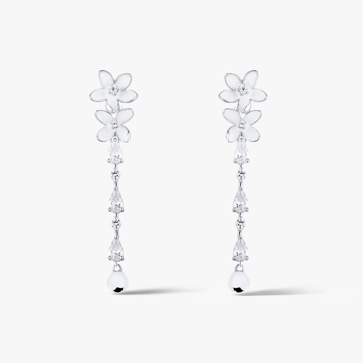 Kolczyki srebrne Kwiaty Nocy Biały Bez