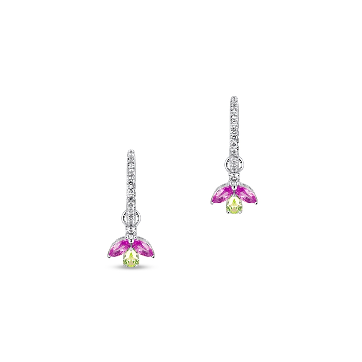 Kolczyki srebrne z kolorowymi kamieniami Mozaika