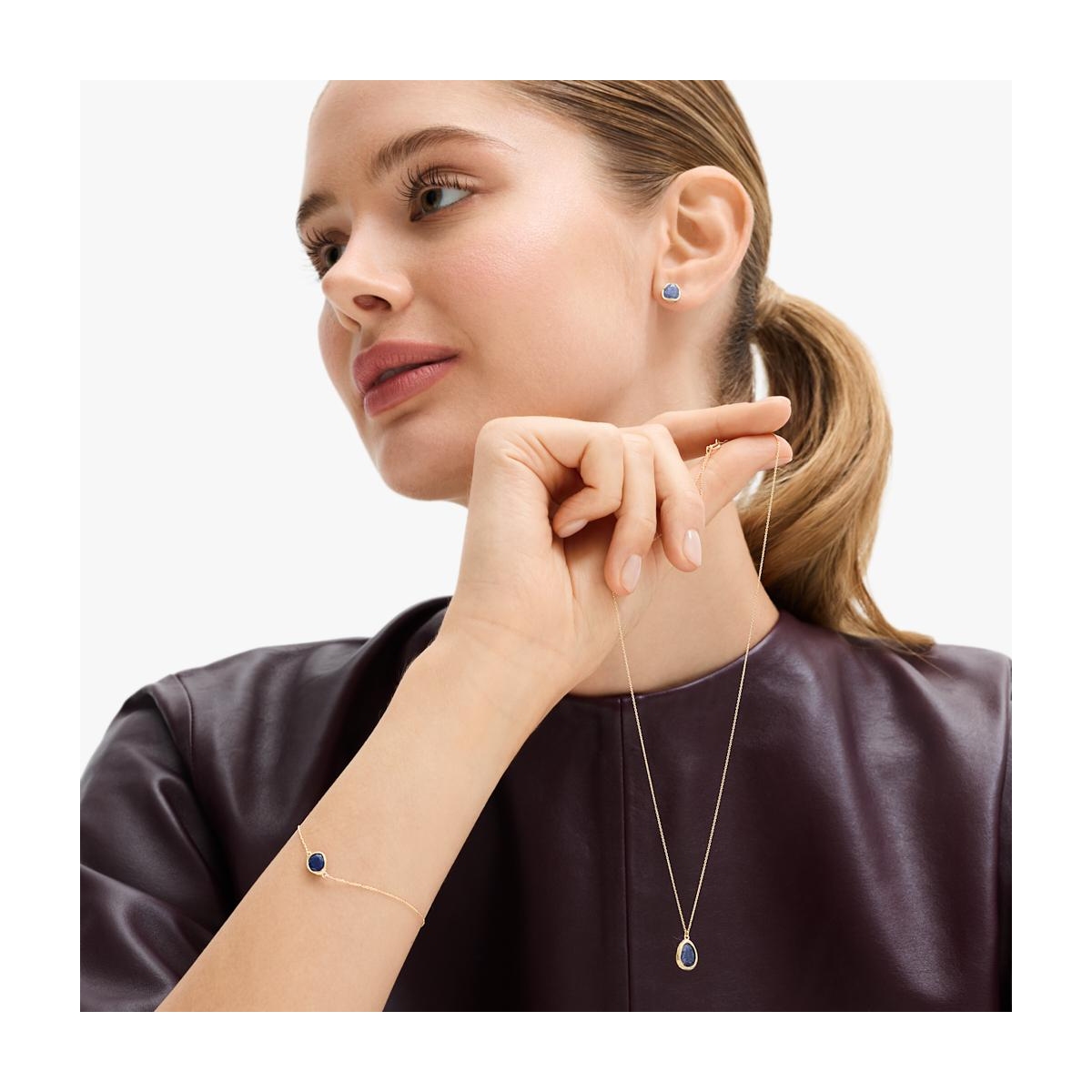 Naszyjnik złoty z awenturynem Saint Tropez