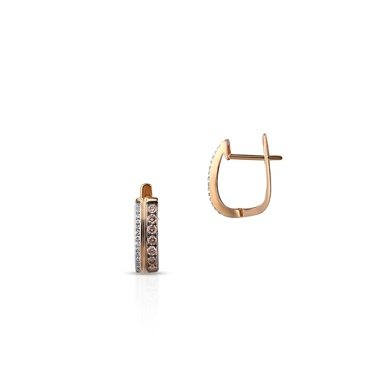 Kolczyki złote bicolor z diamentami