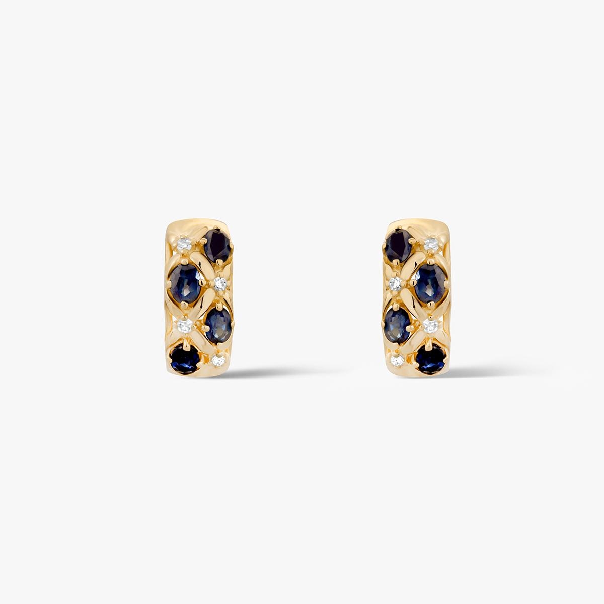 Kolczyki złote z szafirami i diamentami TRIO