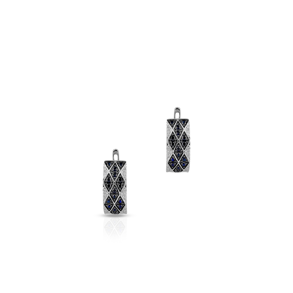 Kolczyki białe złoto z diamentami i szafirami