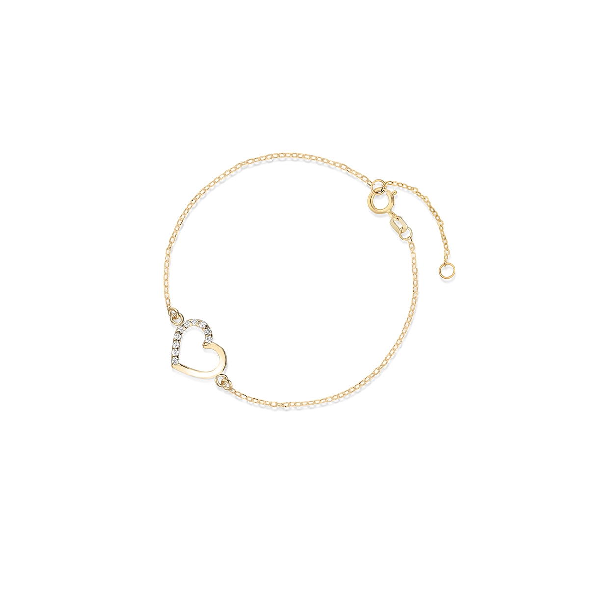 Bransoletka złota z cyrkoniami serce