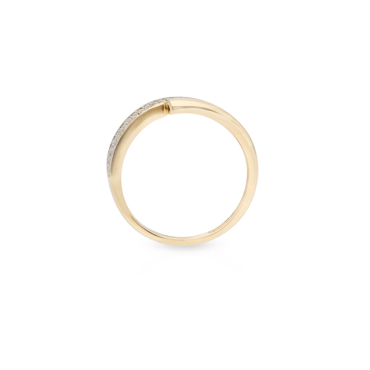 Pierścionek złoty bicolor asymetryczny