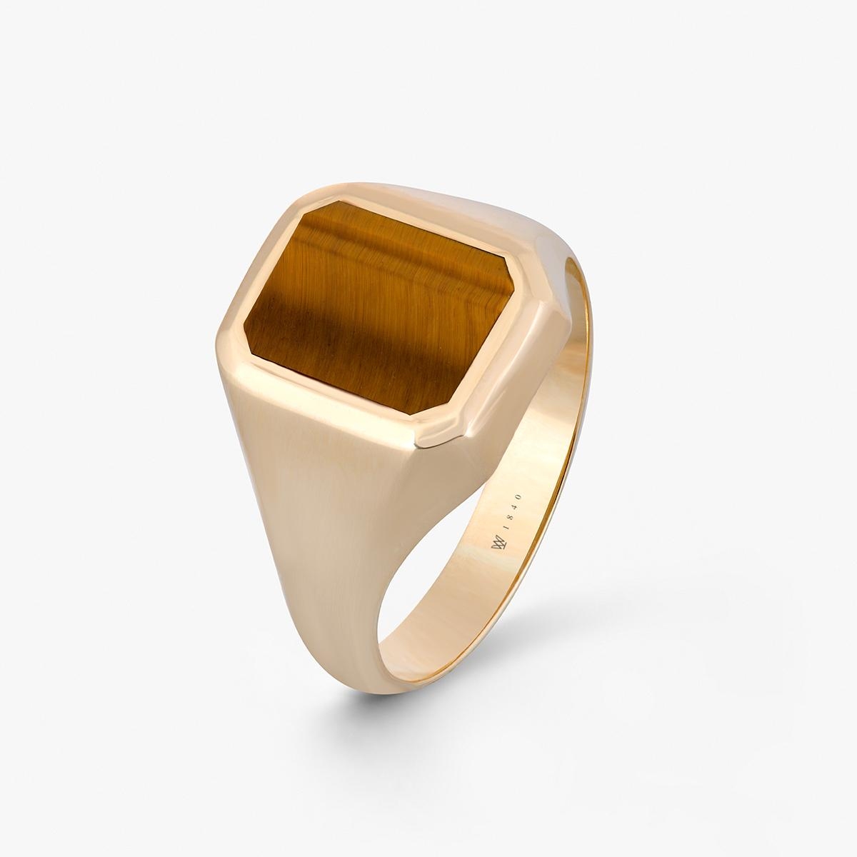 Sygnet złoty z tygrysim okiem