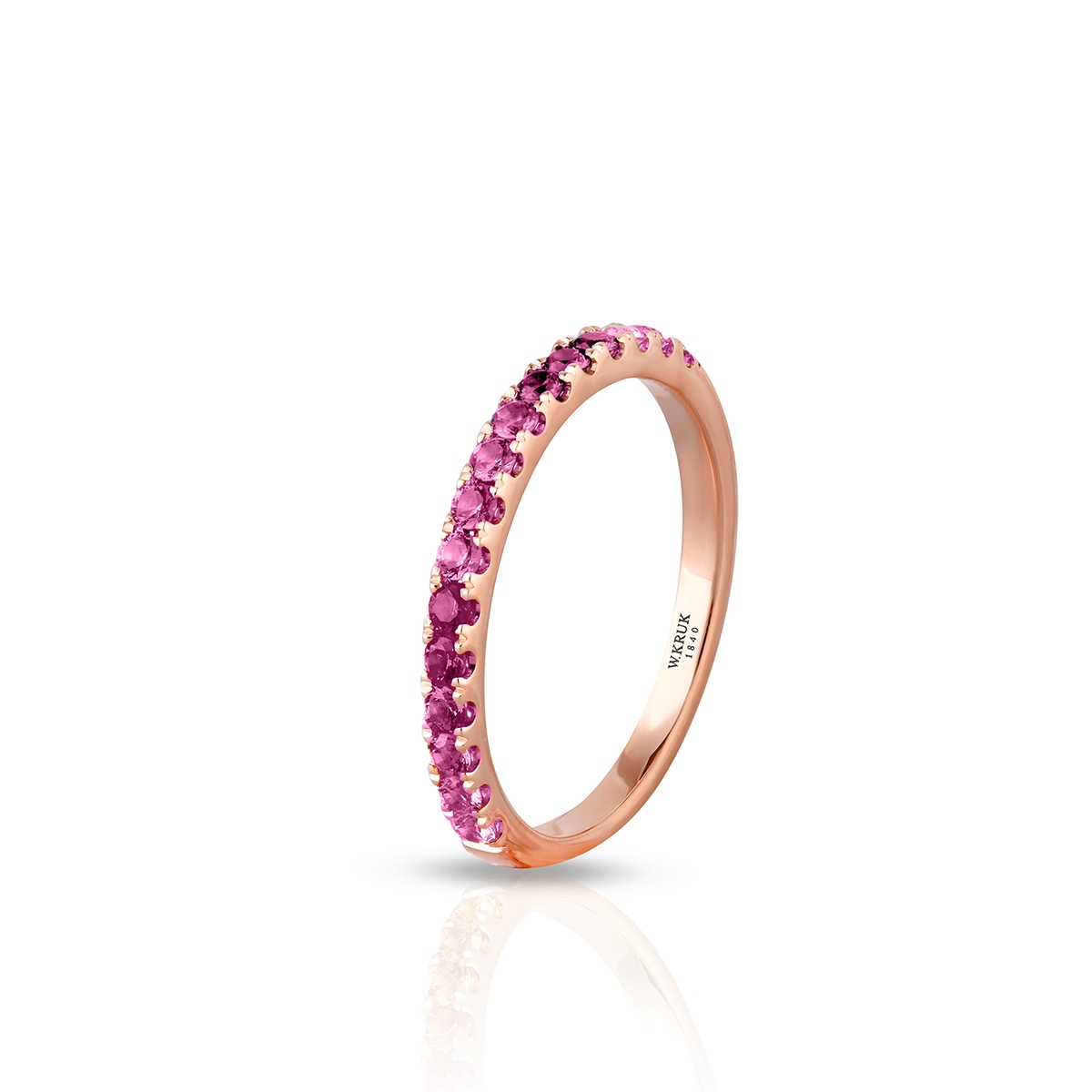 Pierścionek złoty z różowymi szafirami