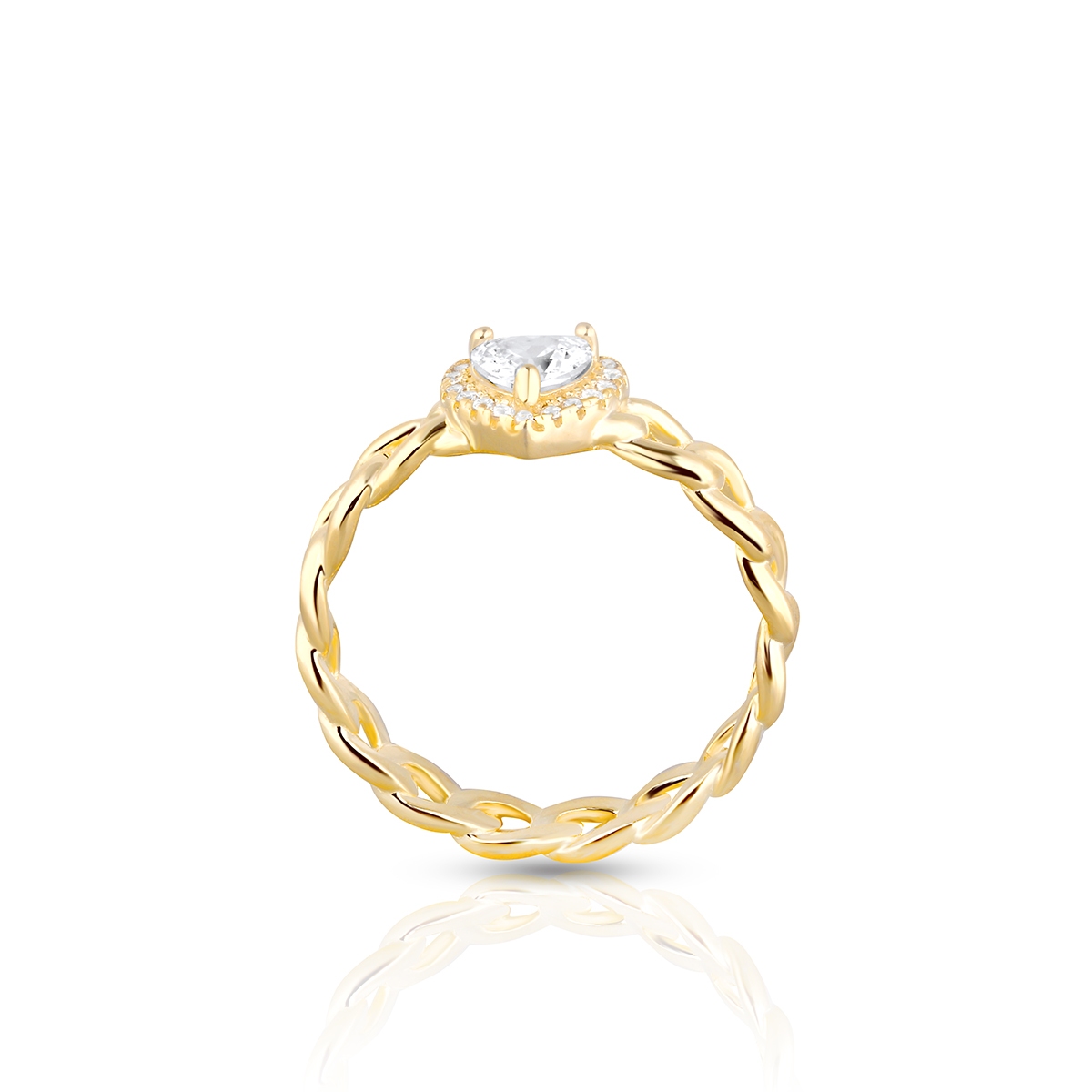 Pierścionek srebrny pozłacany z sercem