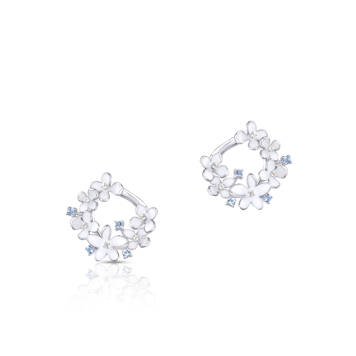 Kolczyki srebrne Kwiaty Nocy Biały Bez