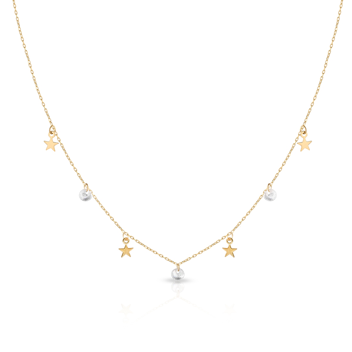 Naszyjnik złoty celebrytka z gwiazdkami