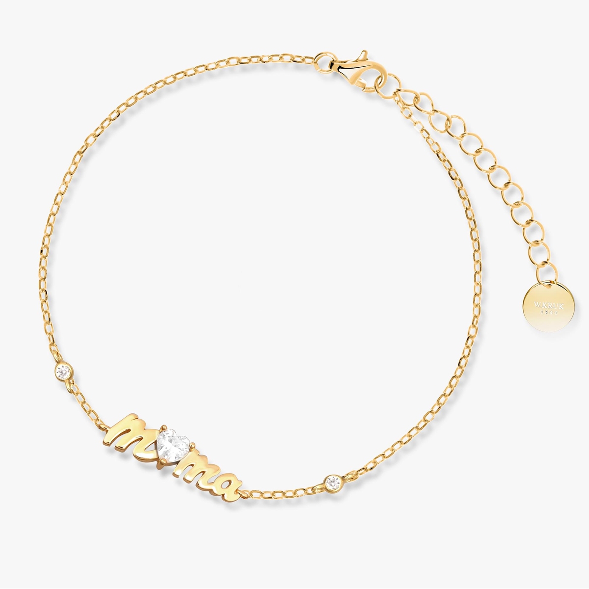 Bransoleta srebrna pozłacana Mama