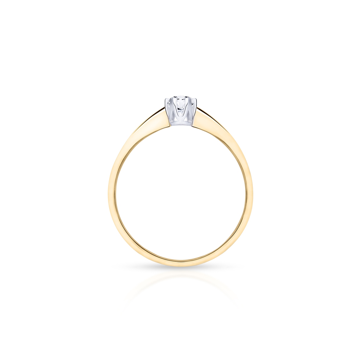 Pierścionek złoty bicolor z cyrkonią