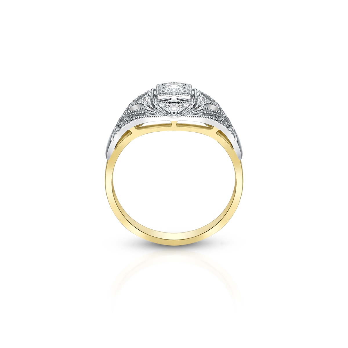 Pierścionek złoty bicolor z brylantami