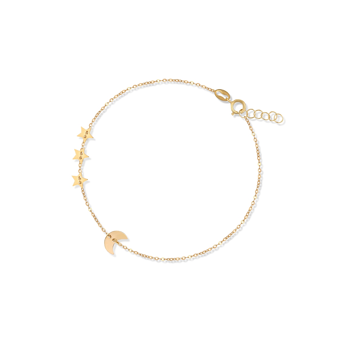 Bransoletka złota z księżycem i gwiazdami