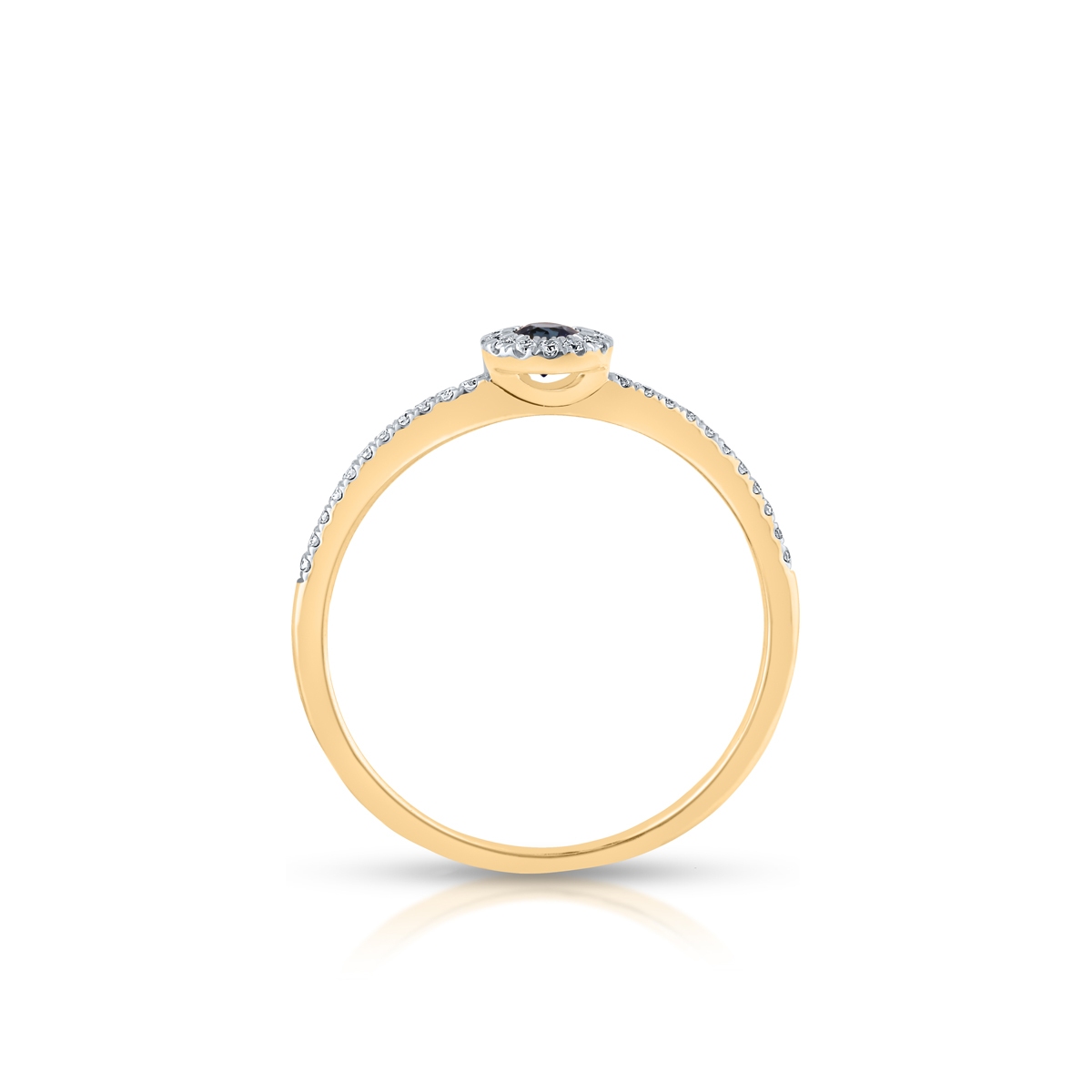 Pierścionek złoty z brylantami i szafirem