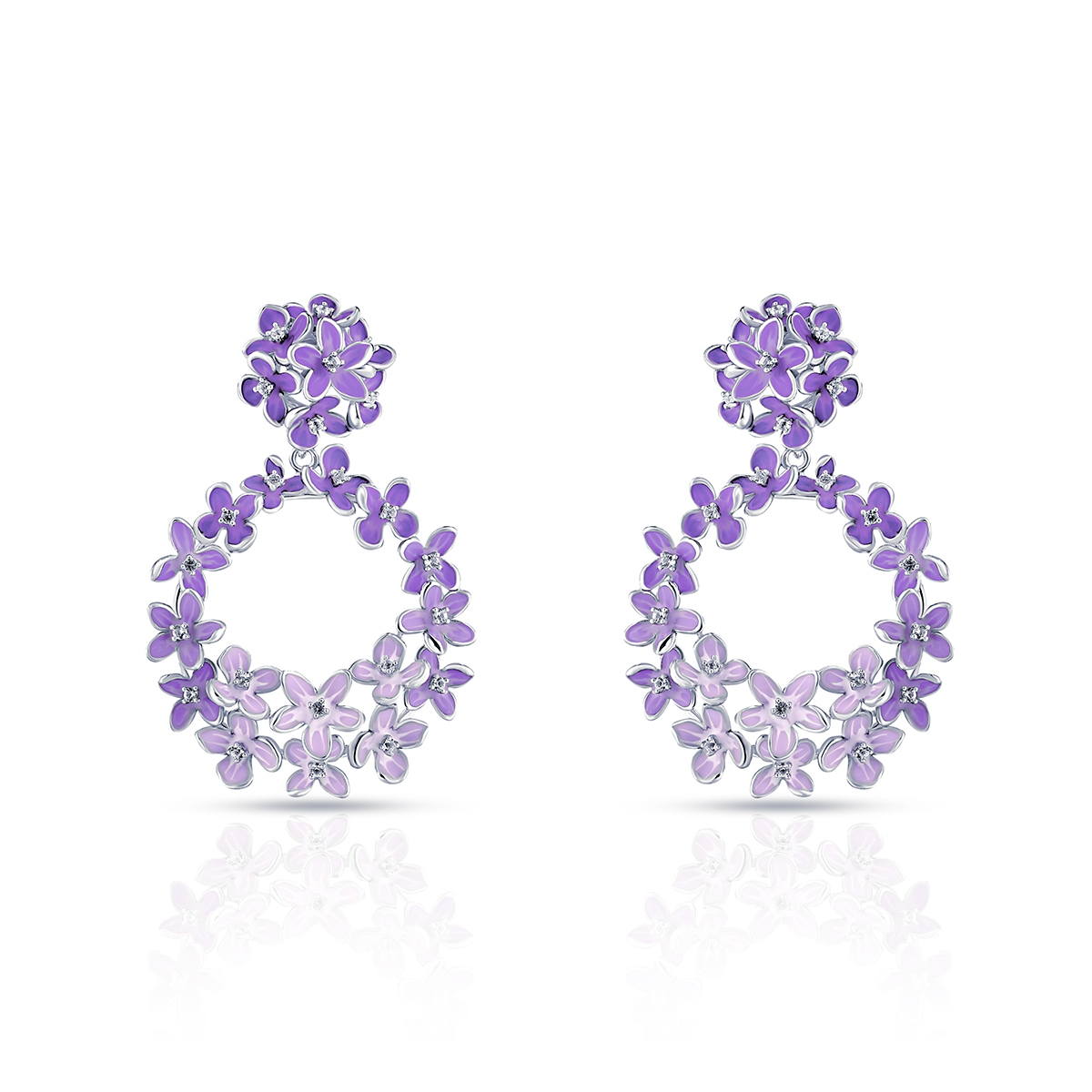 Kolczyki srebrne Kwiaty Nocy Fioletowy Bez