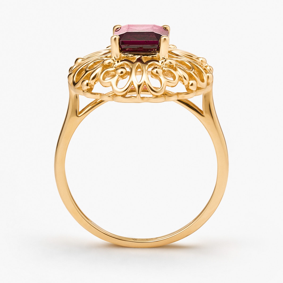 Pierścionek złoty z rodolitem Royal Star