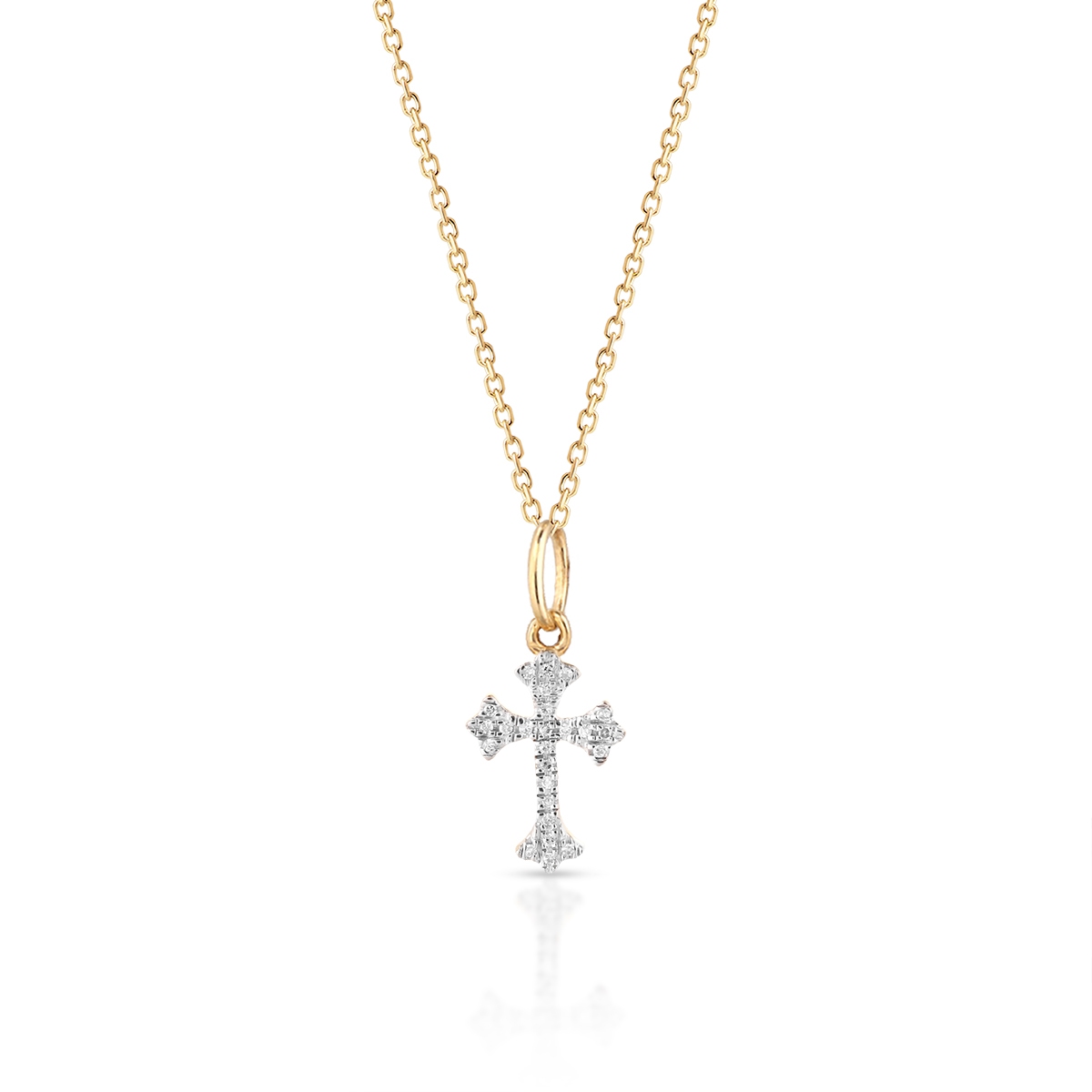 Wisiorek złoty krzyżyk z diamentami