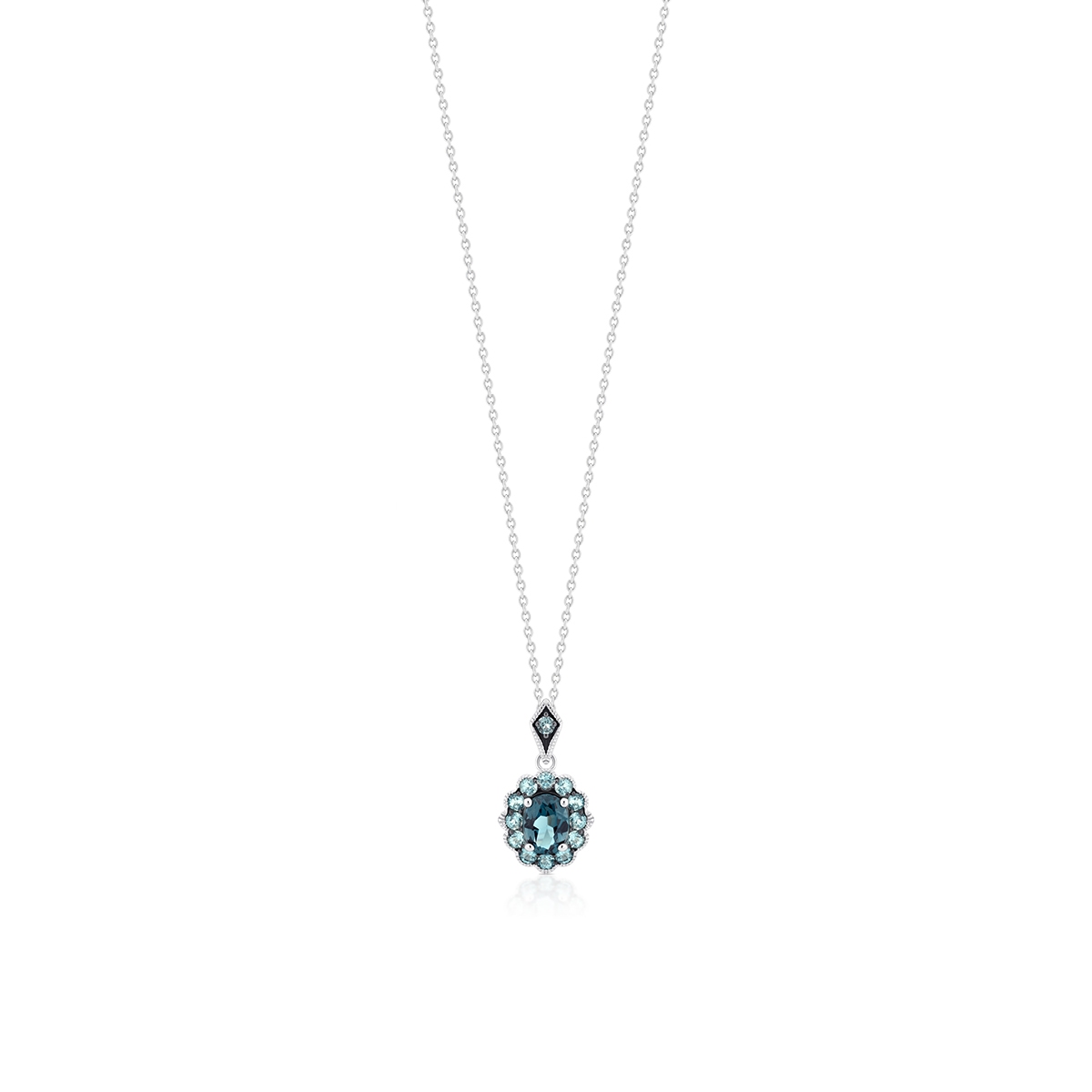 Wisiorek białe złoto z topazami