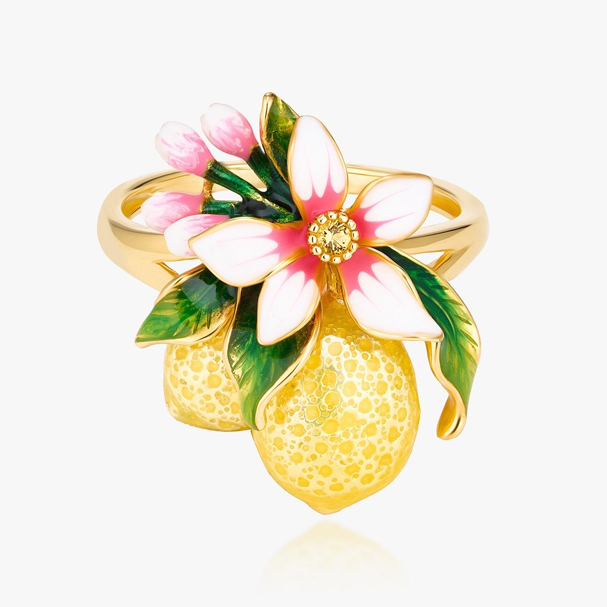 Pierścionek srebrny Kwiaty Nocy Cytrusy