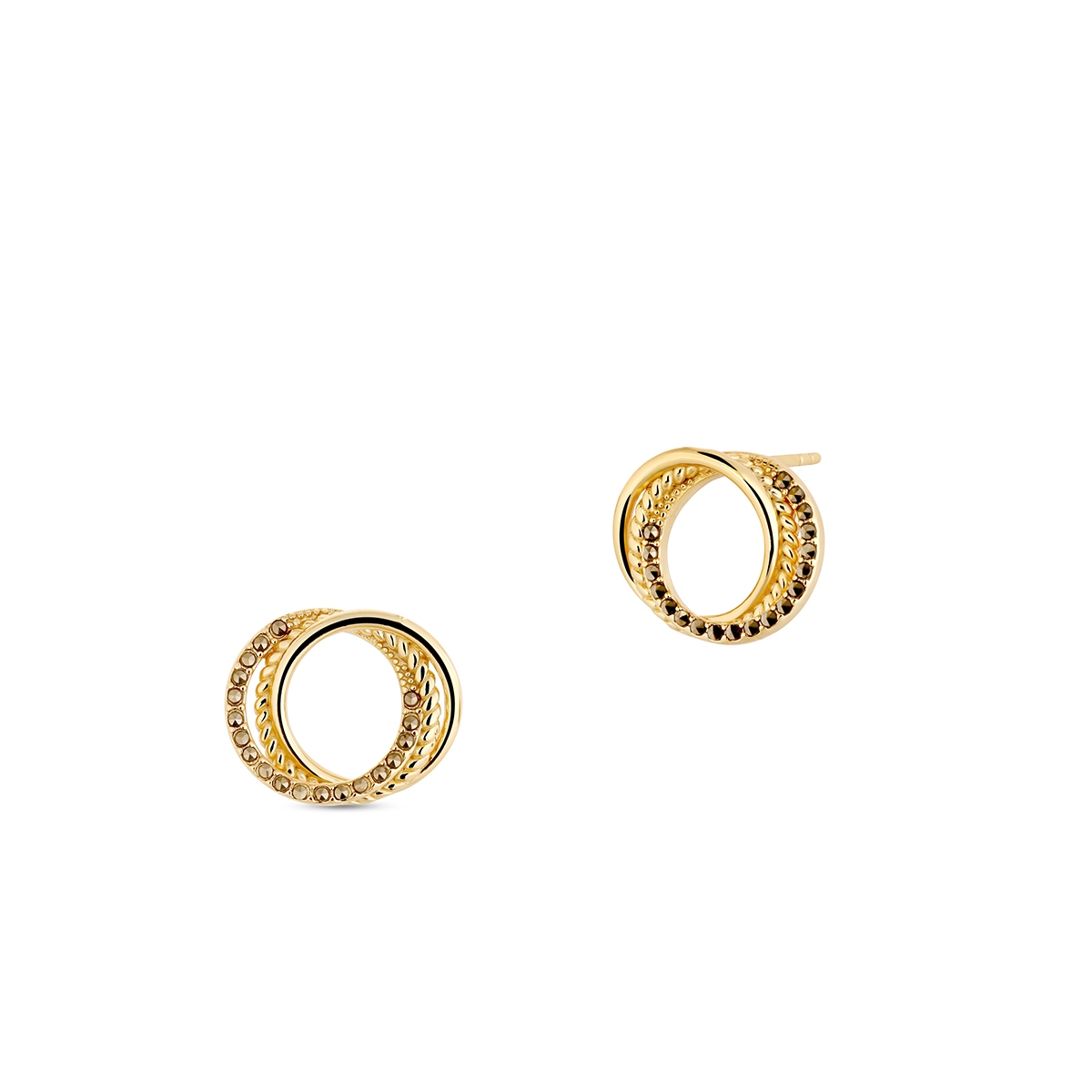 Kolczyki srebrne pozłacane z markasytami