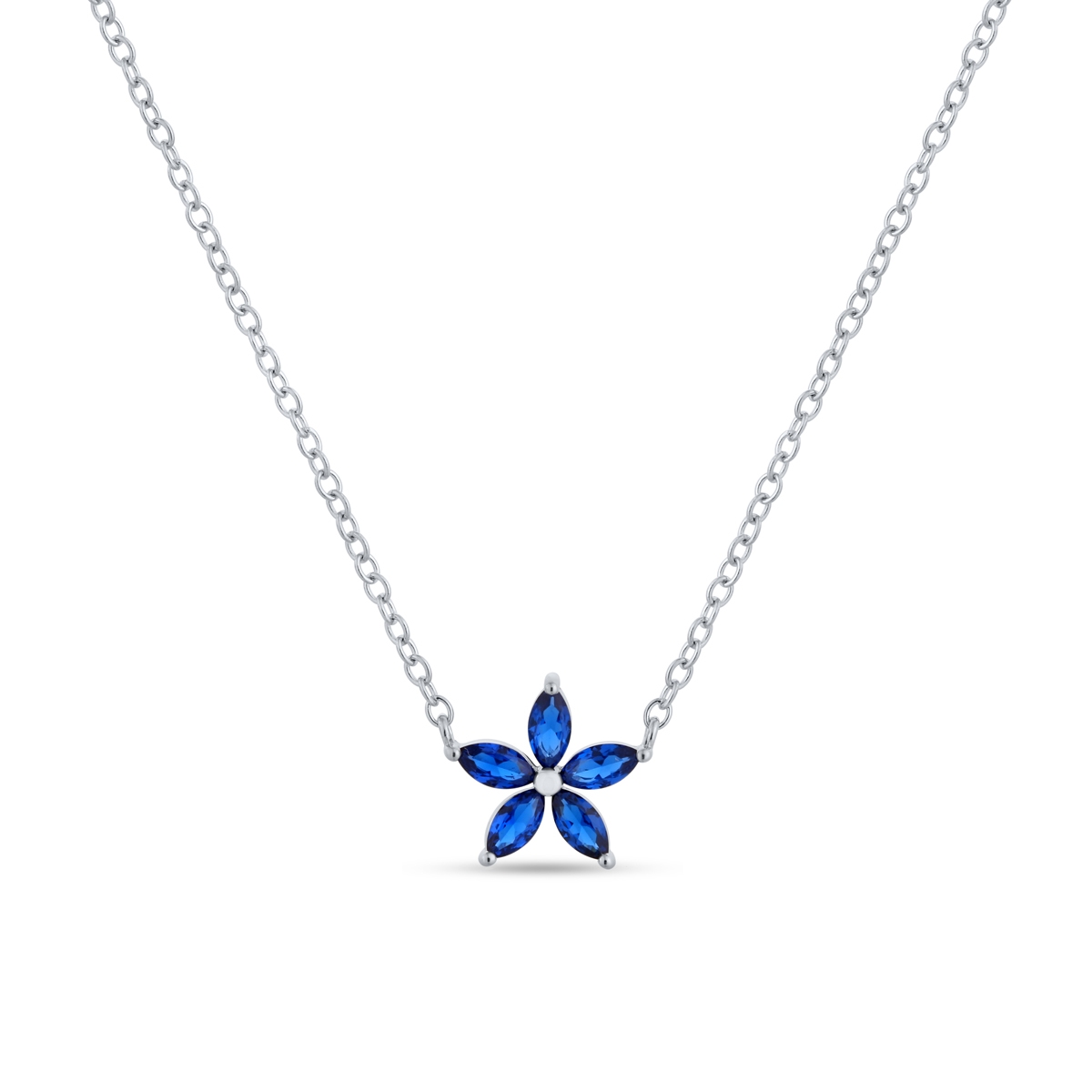 Naszyjnik srebrny z niebieskimi cyrkoniami