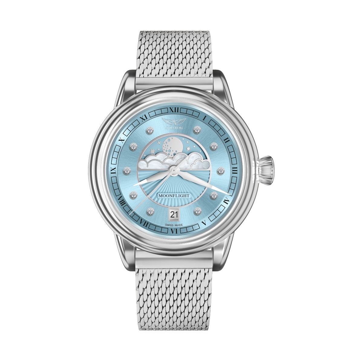 ZEGAREK AVIATOR DOUGLAS MOONFLIGHT DIAMOND EDITION