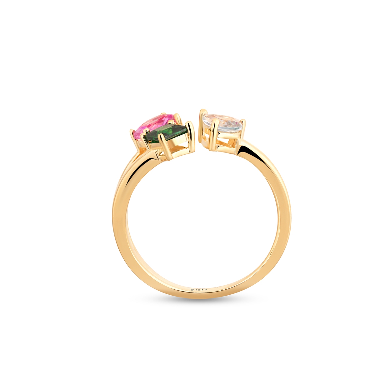 Pierścionek srebrny z kolorowymi cyrkoniami Mozaika