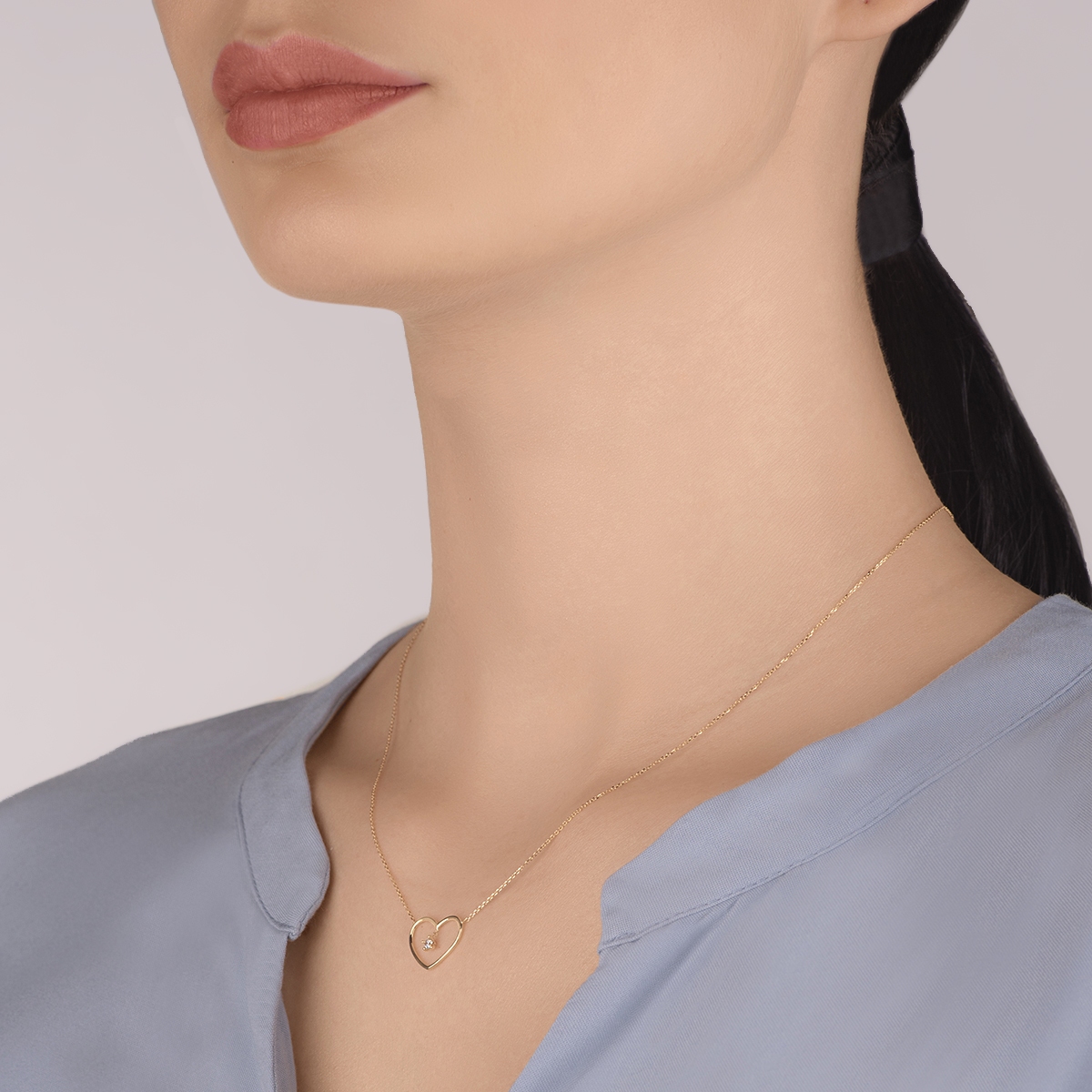 Naszyjnik złoty serce z cyrkonią