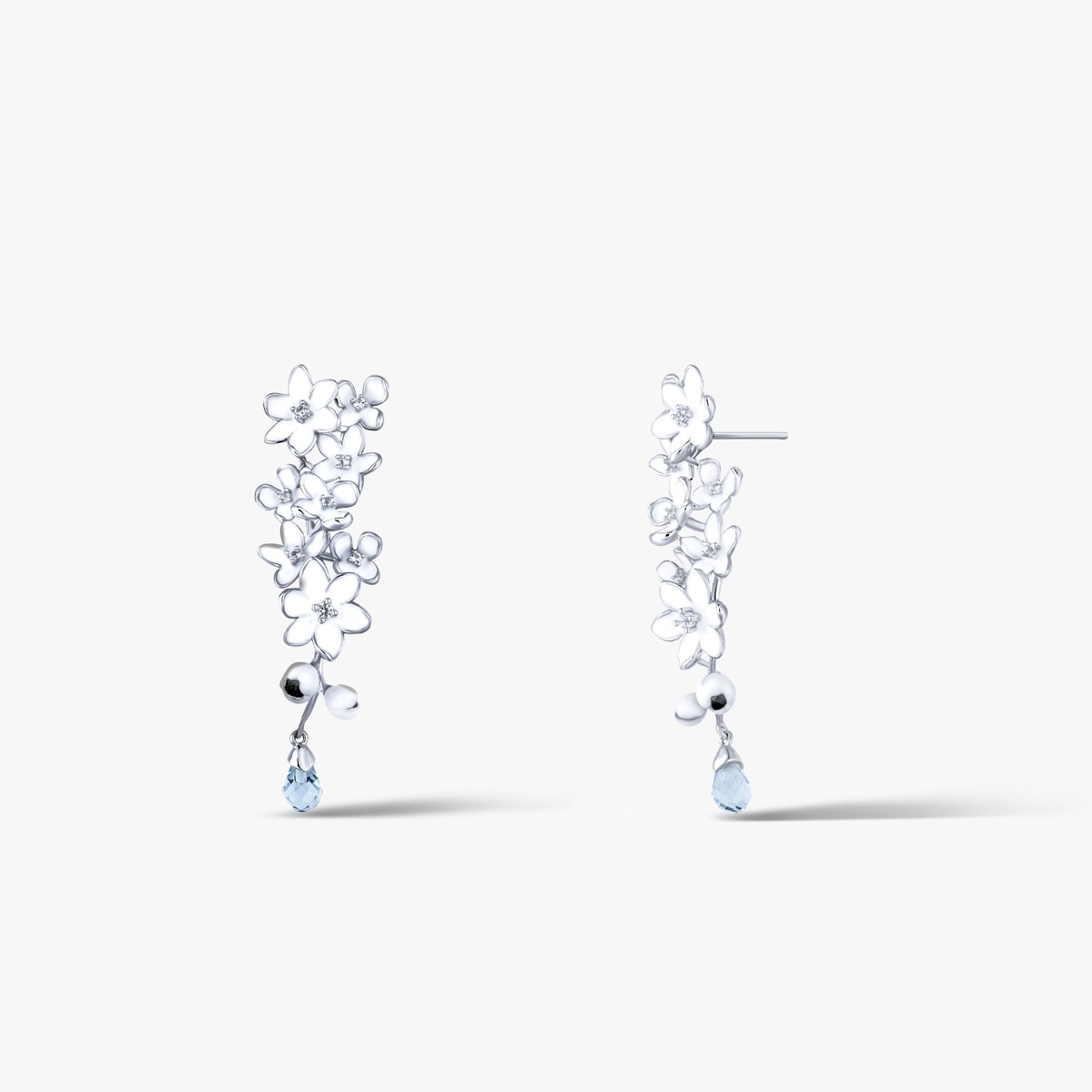 Kolczyki srebrne Kwiaty Nocy Biały Bez