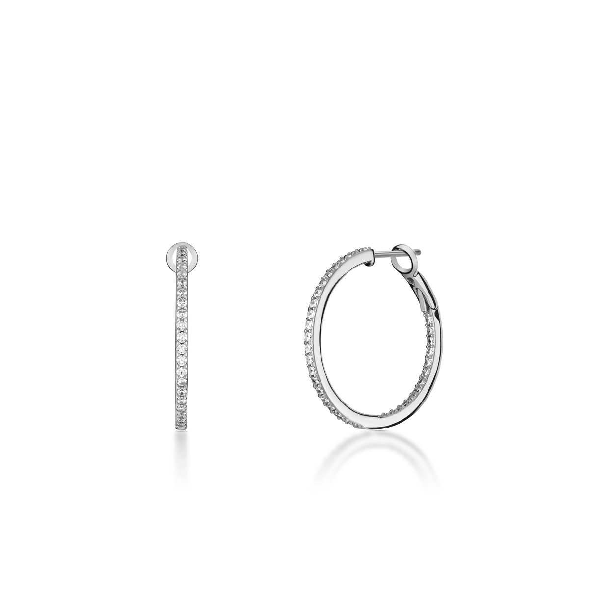 Kolczyki srebrne koła z cyrkoniami