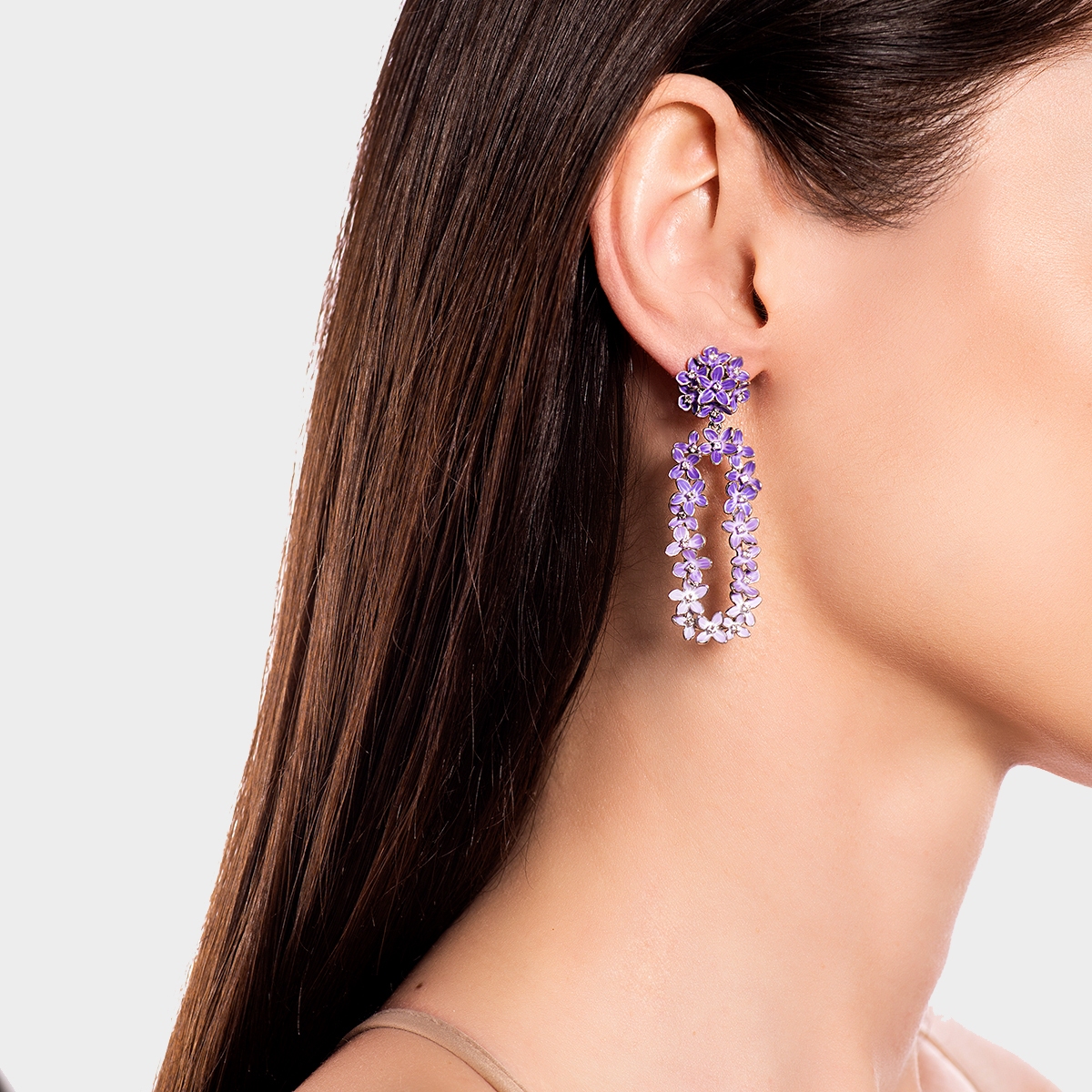 Kolczyki srebrne Kwiaty Nocy Fioletowy Bez